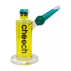 Cheech Glass Double Glycerin Bubbler With Double Colored Bowl With Dab Pad